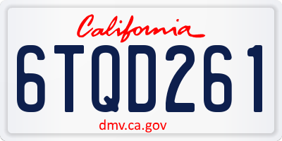 CA license plate 6TQD261