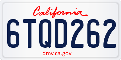 CA license plate 6TQD262