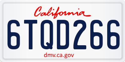 CA license plate 6TQD266