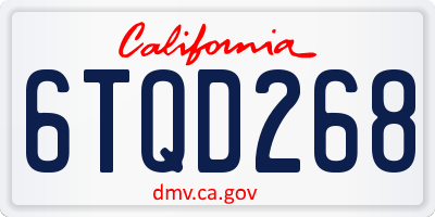 CA license plate 6TQD268