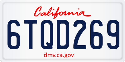 CA license plate 6TQD269