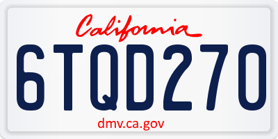 CA license plate 6TQD270