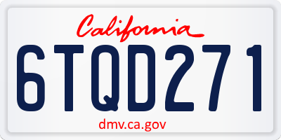 CA license plate 6TQD271