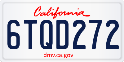 CA license plate 6TQD272