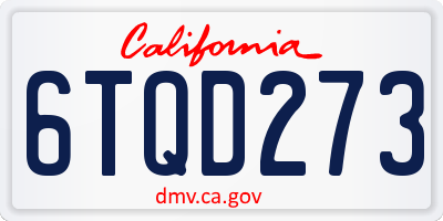 CA license plate 6TQD273