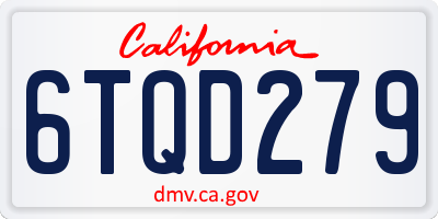 CA license plate 6TQD279