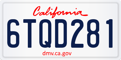 CA license plate 6TQD281