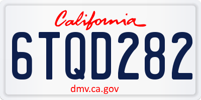 CA license plate 6TQD282