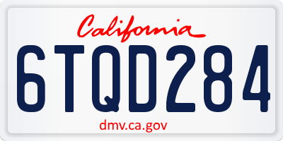 CA license plate 6TQD284