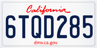 CA license plate 6TQD285