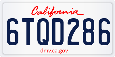 CA license plate 6TQD286