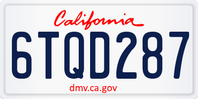 CA license plate 6TQD287