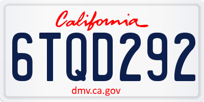 CA license plate 6TQD292