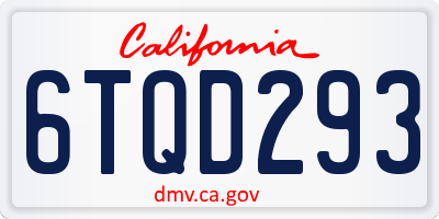 CA license plate 6TQD293