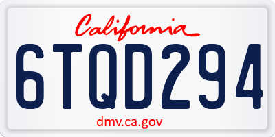 CA license plate 6TQD294