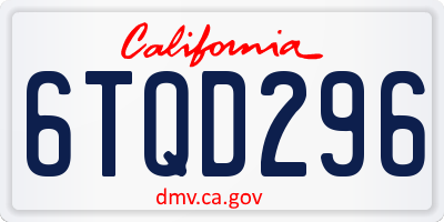 CA license plate 6TQD296