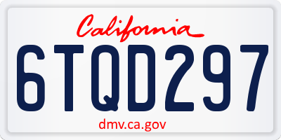 CA license plate 6TQD297