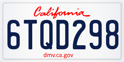 CA license plate 6TQD298