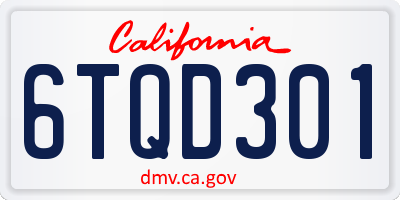 CA license plate 6TQD301