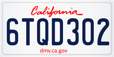 CA license plate 6TQD302