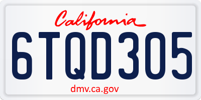 CA license plate 6TQD305