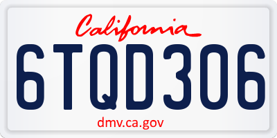 CA license plate 6TQD306