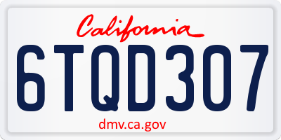 CA license plate 6TQD307