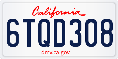 CA license plate 6TQD308