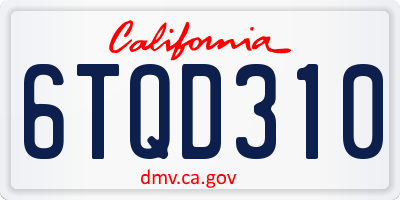 CA license plate 6TQD310