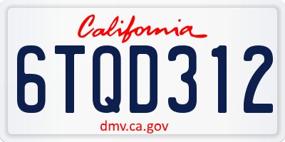 CA license plate 6TQD312