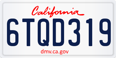 CA license plate 6TQD319