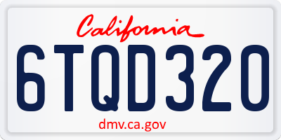 CA license plate 6TQD320