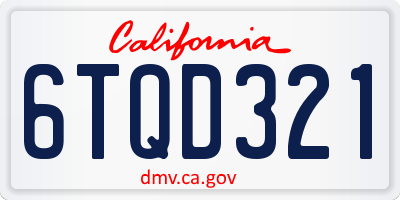 CA license plate 6TQD321