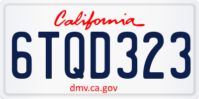 CA license plate 6TQD323