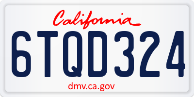 CA license plate 6TQD324