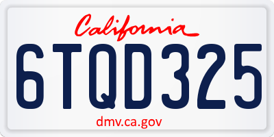 CA license plate 6TQD325