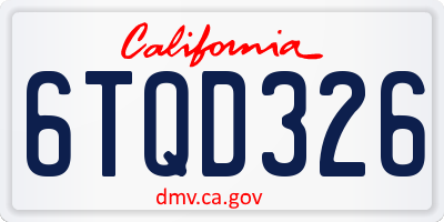 CA license plate 6TQD326