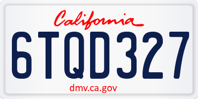 CA license plate 6TQD327