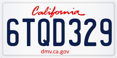 CA license plate 6TQD329