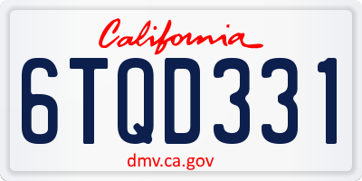 CA license plate 6TQD331