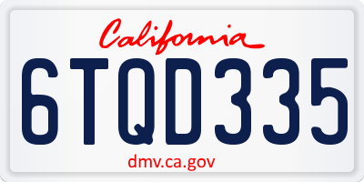 CA license plate 6TQD335