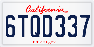 CA license plate 6TQD337