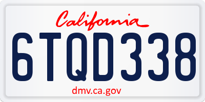 CA license plate 6TQD338