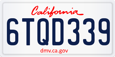 CA license plate 6TQD339