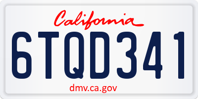 CA license plate 6TQD341