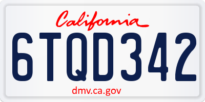 CA license plate 6TQD342