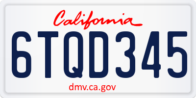 CA license plate 6TQD345