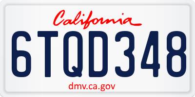 CA license plate 6TQD348