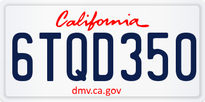 CA license plate 6TQD350