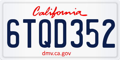 CA license plate 6TQD352
